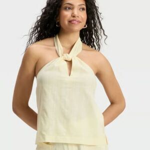 Knotted Halter Top Universal Thread Cream XS Womens Boho